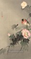 stonechat and blossoming flower Ohara Koson Shin hanga